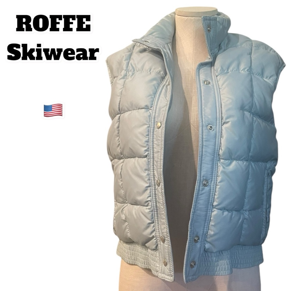Women’s Ski Wear Puffer Vest By ROFFE Size M Ice Blue Color VINTAGE - Picture 5 of 9